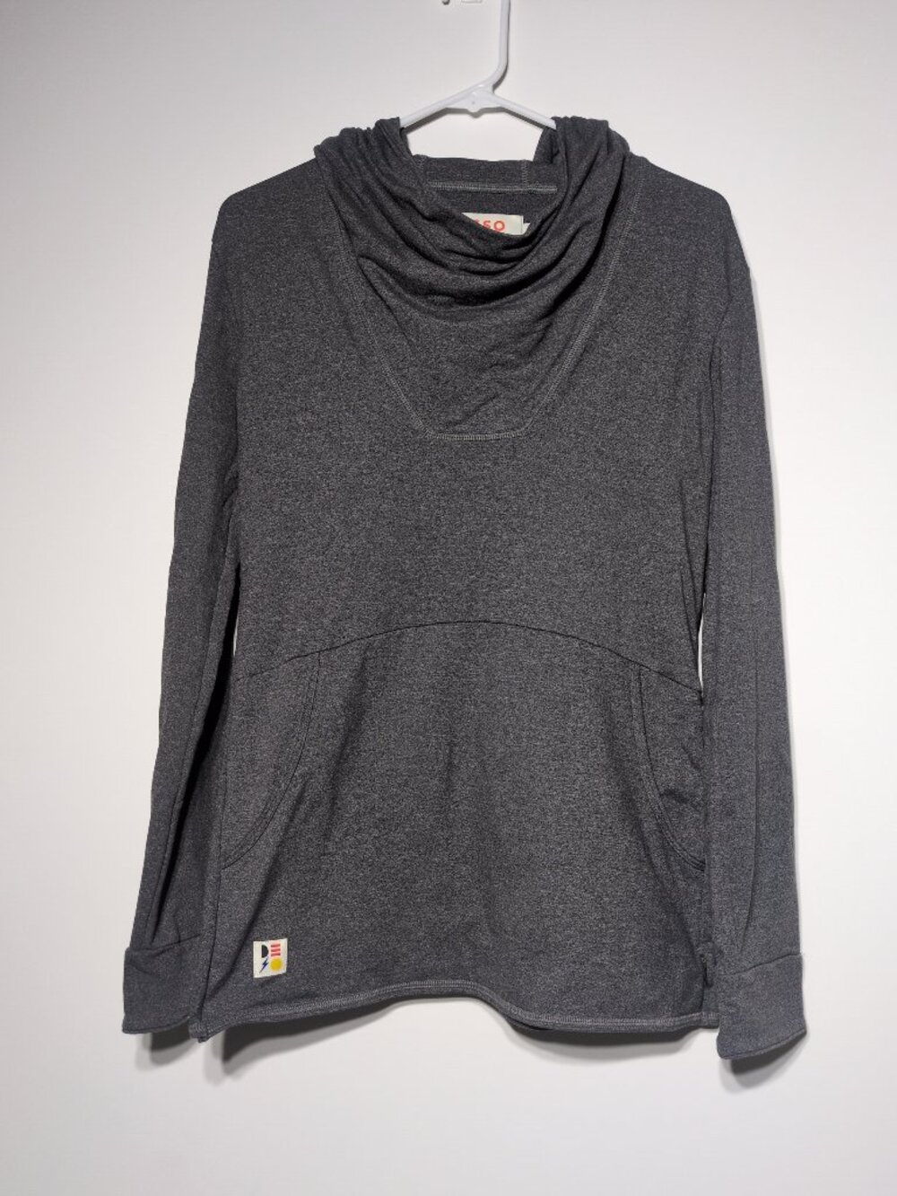 Deso Hooded Tunic Womens Medium Cowl Neck Gray Open Back Split Lagenlook